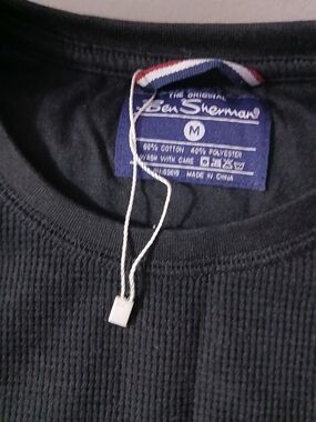 Ben Sherman Men’s Black Crewneck Waffle Knit Sweater